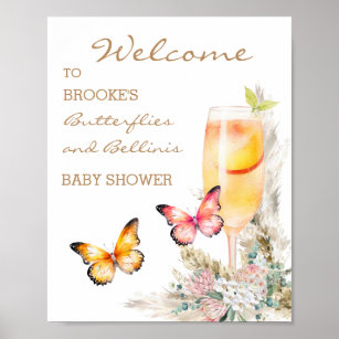 Bellini Butterfly Baby Shower Welcome  Poster