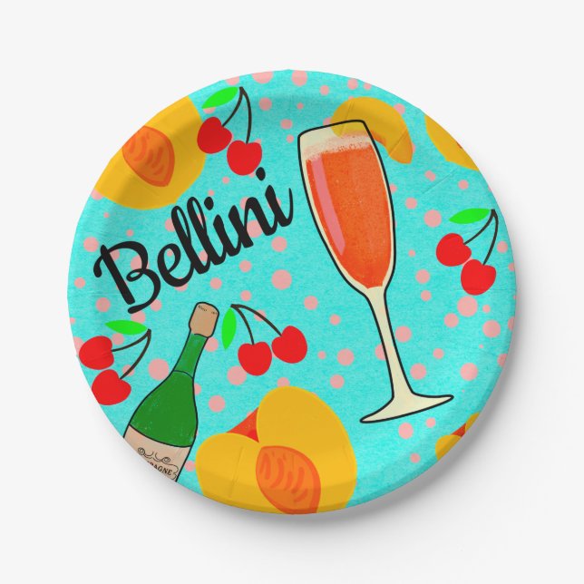 Bellini Cocktail Paper Plates (Front)