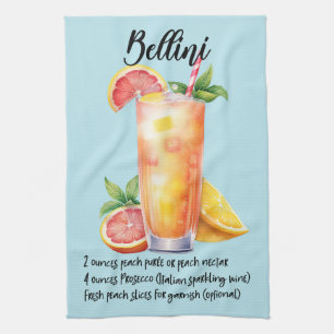 Bellini Cocktail Recipe Kitchen Towel