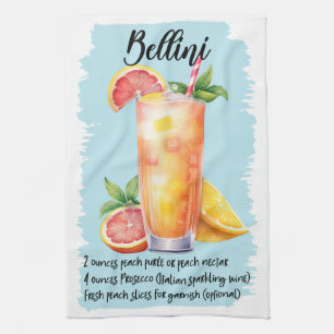 Bellini Cocktail Recipe Kitchen Towel
