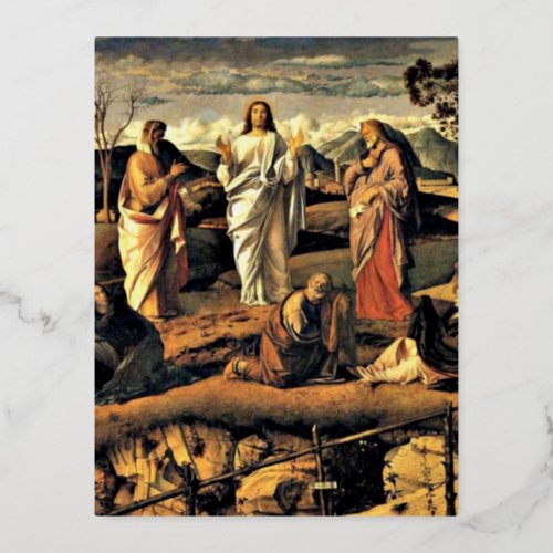Bellini Transfiguration of Christ Foil Holiday Postcard
