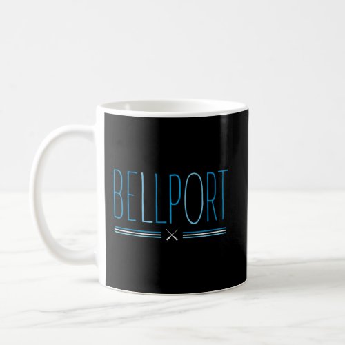 Bellport Long Island Ny Oars Blue Lettering Coffee Mug