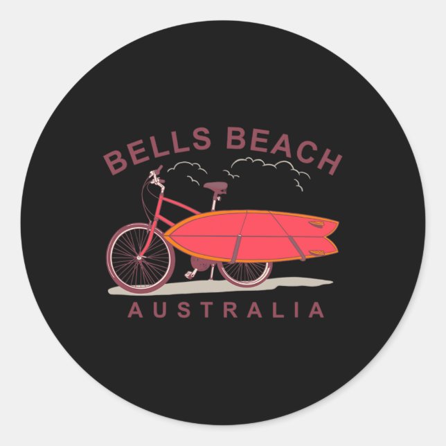 Bells Beach Australia Surfboard Bike Surfer  Classic Round Sticker (Front)