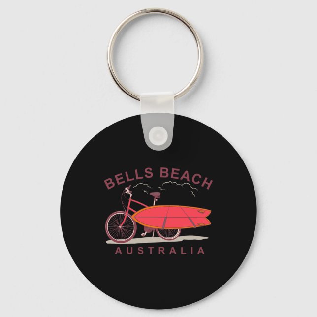 Bells Beach Australia Surfboard Bike Surfer  Keychain (Front)