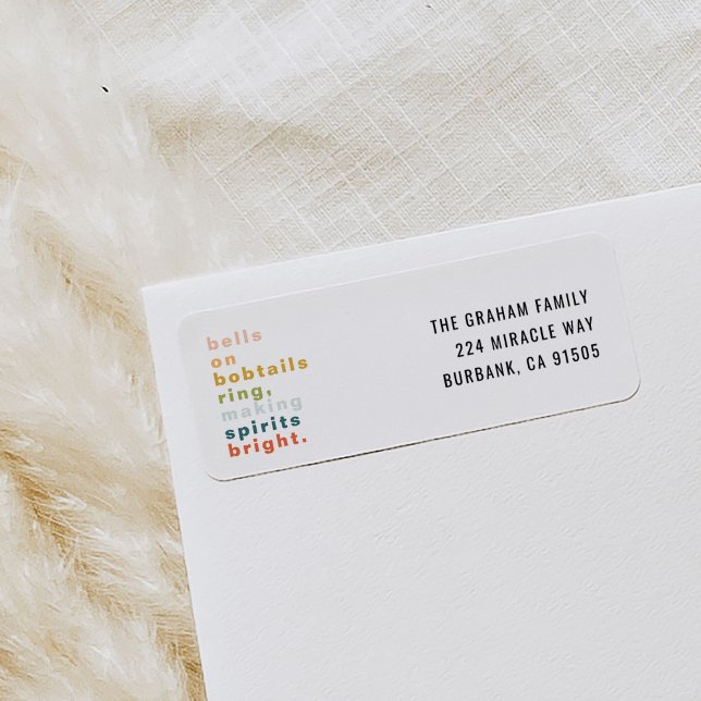 Bells on Bobtails Return Address Label (Bells on Bobtails festive Christmas carol return address labels.)