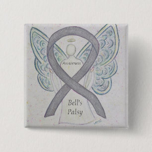 Bell's Palsy Awareness Ribbon Angel Art Pin