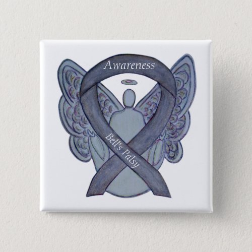 Bells Palsy Silver Awareness Ribbon Angel Art Pin