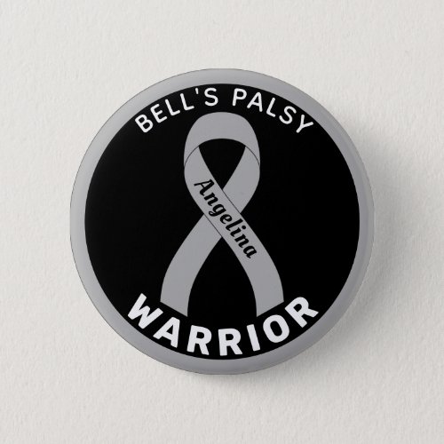 Bells Palsy Warrior Ribbon Black Button