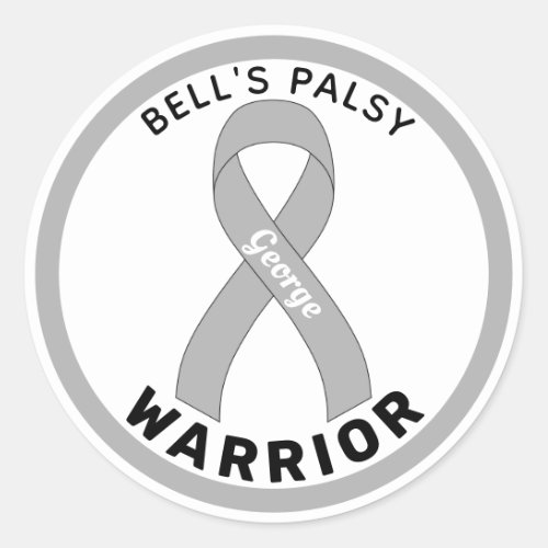 Bells Palsy Warrior Ribbon White Round Sticker