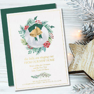 Bells Ringing Out Christmas Wreath New Home Foil H Foil Holiday Card