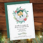 Bells Ringing Out Christmas Wreath New Home Moving Announcement<br><div class="desc">Christmas card from new home, personalized with your new address and christmas greeting. It is lettered with "the bells are ringing out from our new home", which is easy to edit to my new home, suiting singles, couples and families. The watercolor design features a christmas wreath with gold bells and...</div>