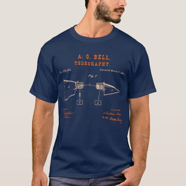 Bell's Telephone Invention Navy Blue T-Shirt (Front)