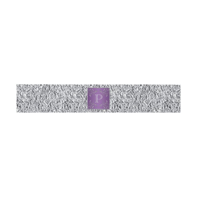Belly Band | Purple Silver Gray Floral | FAUX Foil (Flat)