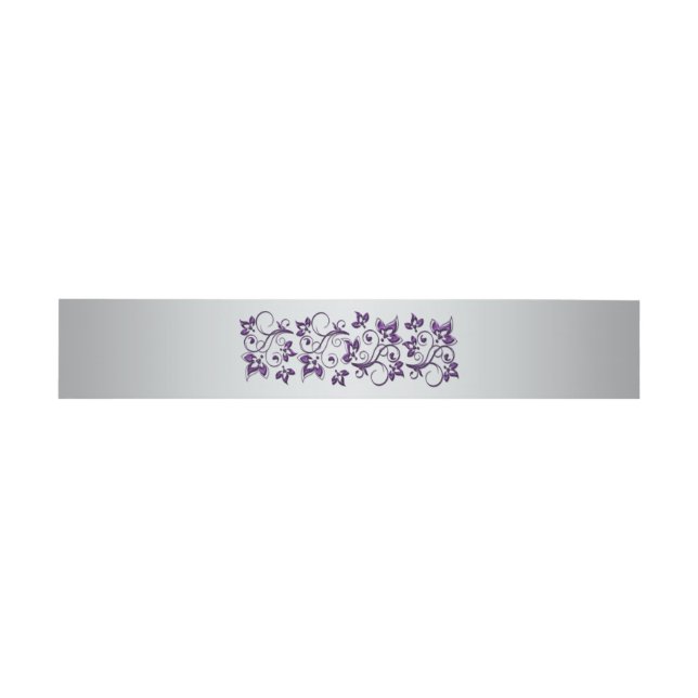 Belly Band | Purple, Silver Gray, Floral | Wedding (Flat)