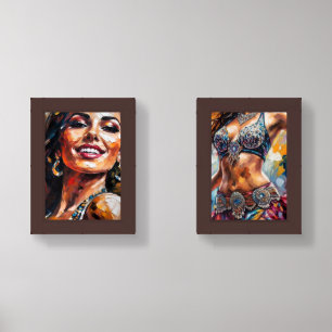 Belly dance body art painting 2 pieces  wall art sets