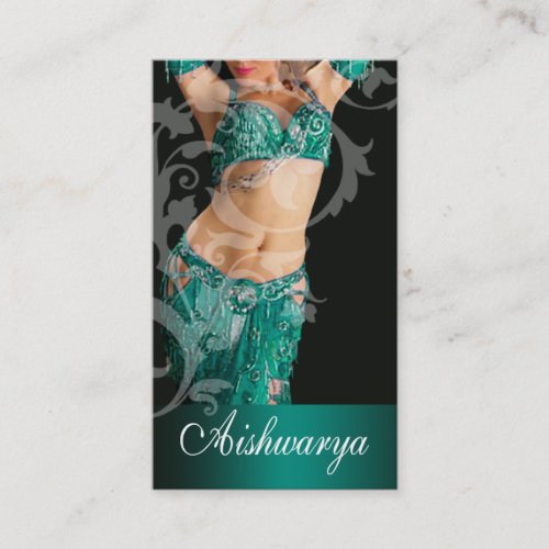 Belly Dancer III Bollywood Hindi Fashion teal Business Card