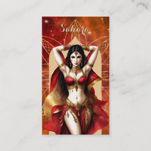 Belly Dancer Moroccan Red Gold Business Card
