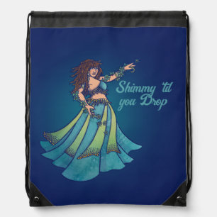 Belly Dancer Ruby Teal Art Drawstring Bag