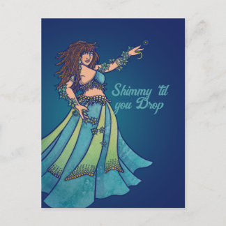 Belly Dancer Ruby Teal Art  Postcard