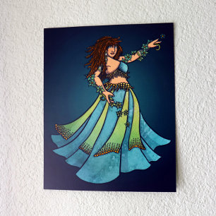 Belly Dancer Ruby Teal Art Poster
