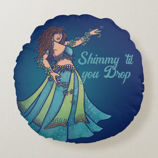 Belly Dancer Ruby Teal Art  Round Pillow (Front)