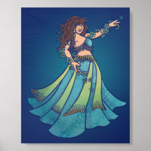 Belly Dancer Ruby Teal Art Wood Photo Tile