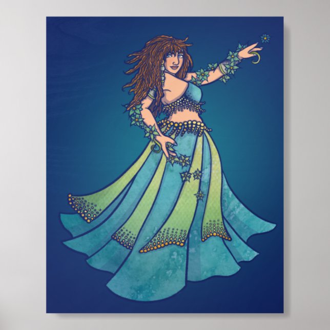 Belly Dancer Ruby Teal Art Wood Photo Tile (Front Set)