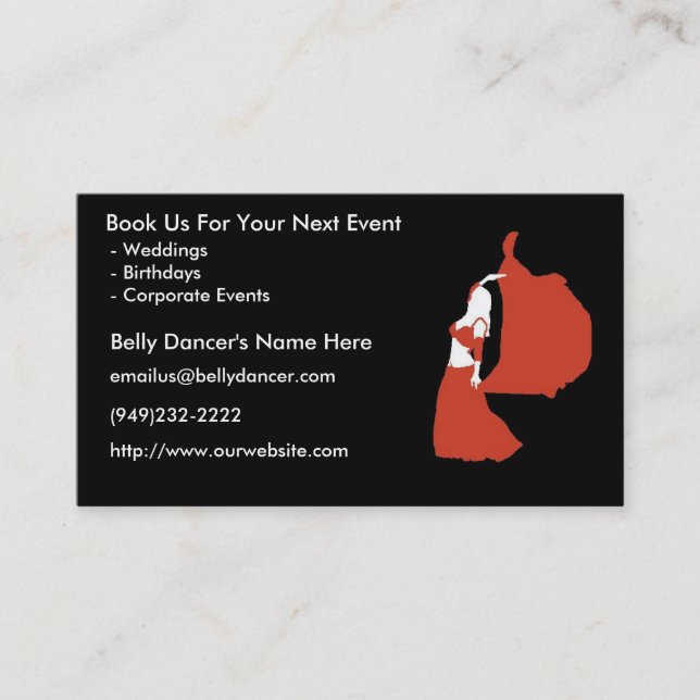 Belly Dancer's Business Cards - Package of 100 (Front)