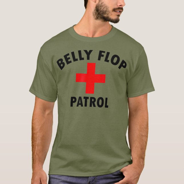 Belly Flop Shirt Funny Swimming Pool Life Guard (Front)