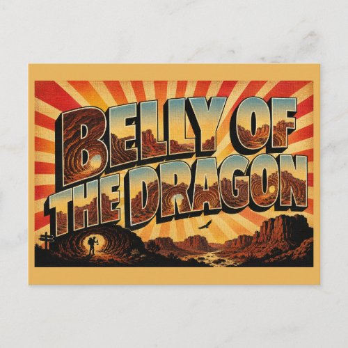 Belly of the Dragon UT Sandstone Tunnel Art Postcard