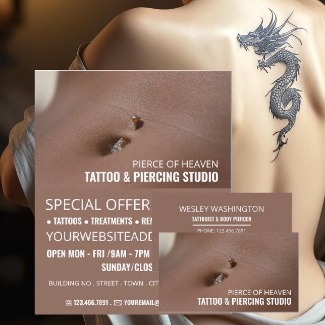 Belly Piercing, Tattoo & Body Piercing Studio Flyer (Creator Uploaded)