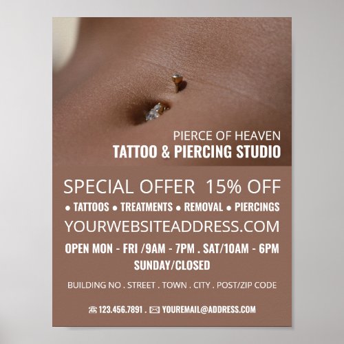 Belly Piercing Tattoo  Body Piercing Studio Poster