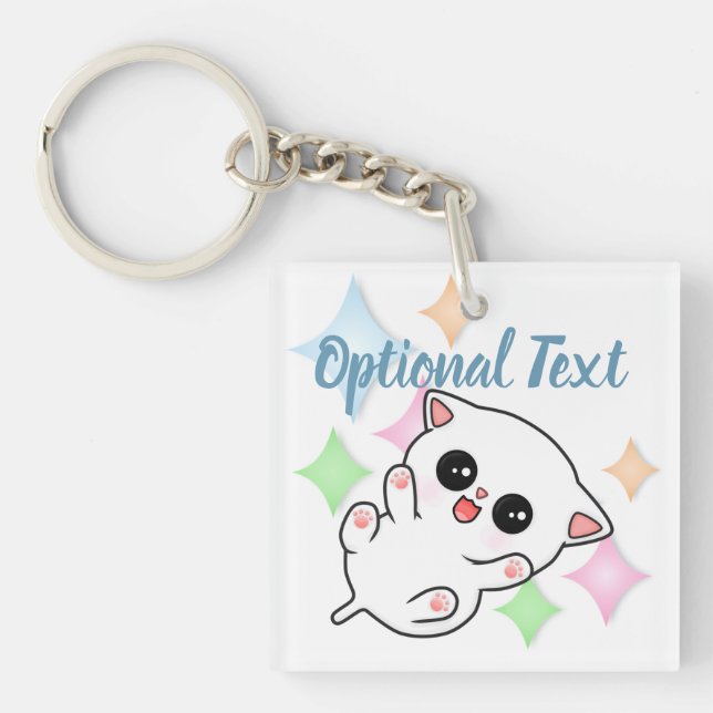 Belly Rub Time Kitten Keychain (Front)