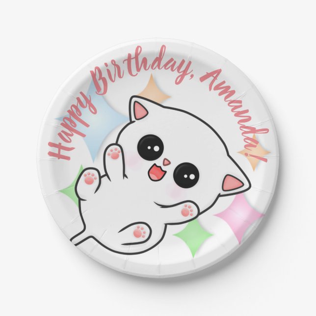 Belly Rub Time Kitten Paper Plates (Front)