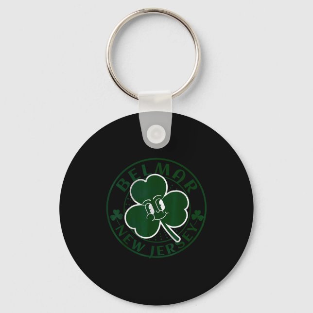 Belmar New Jersey Irish Shamrock Nj Retro Souvenir Keychain (Front)