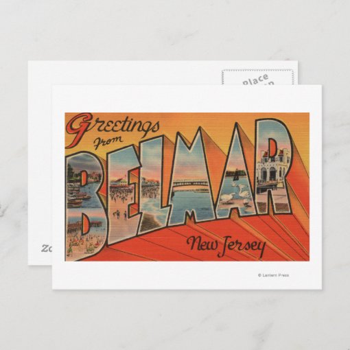 Belmar, New Jersey Large Letter Scenes Postcard Zazzle