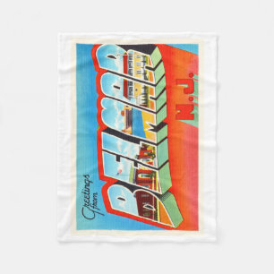 Belmar New Jersey NJ Old Vintage Travel Postcard- Fleece Blanket