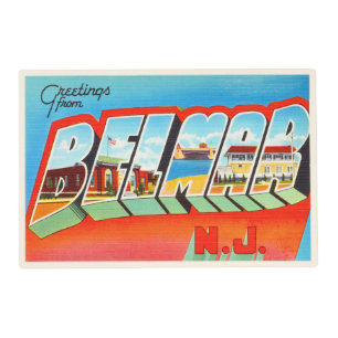 Belmar New Jersey NJ Old Vintage Travel Postcard- Placemat