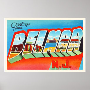 Belmar New Jersey NJ Old Vintage Travel Postcard- Poster