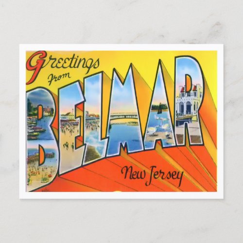 Belmar New Jersey Vintage Big Letters Postcard