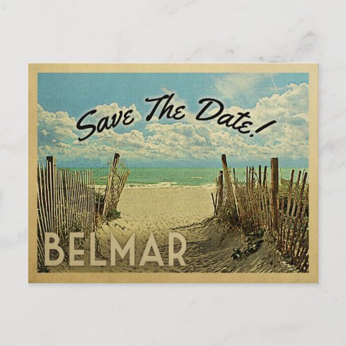 Belmar Save The Date Vintage Beach Nautical Announcement Postcard