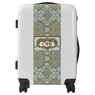 Belmont Damask Pattern Girly Elegant Monogram Luggage