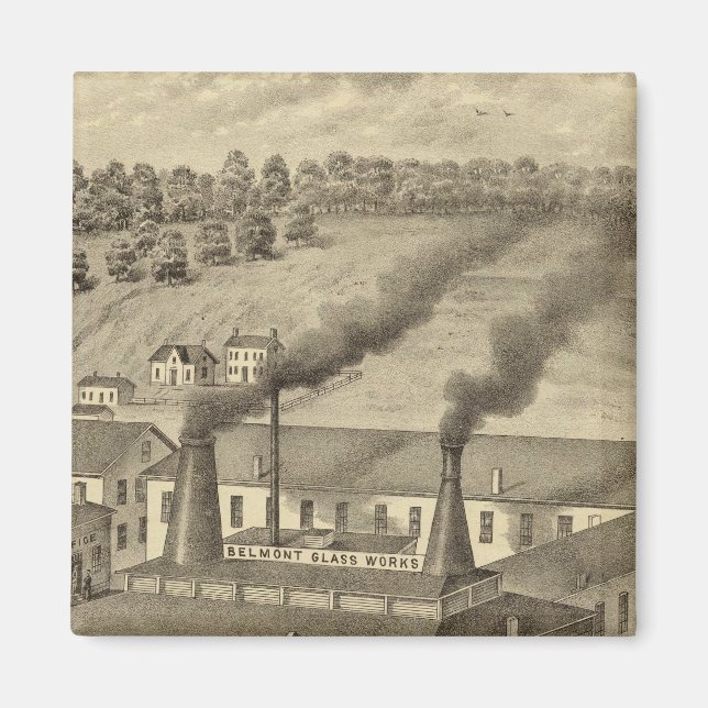 Belmont Glass Works, Bellaire, Ohio Magnet (Front)