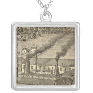 Belmont Glass Works, Bellaire, Ohio Silver Plated Necklace