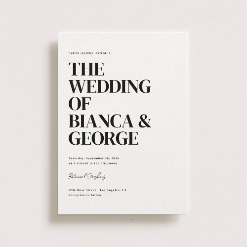 Belmont Vertical Wedding Invitation