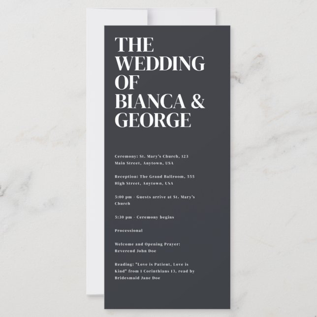 Belmont Wedding Ceremony Program (Front)