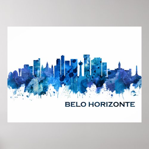 Belo Horizonte Brazil Skyline Blue Poster