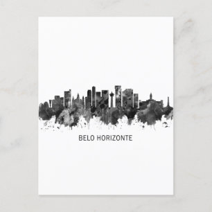 Belo Horizonte Brazil Skyline BW Invitation Postcard