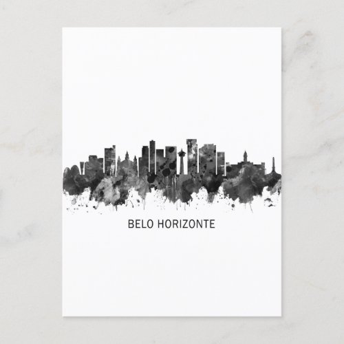 Belo Horizonte Brazil Skyline BW Invitation Postcard