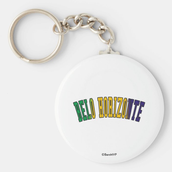 Belo Horizonte in Brazil National Flag Colors Keychain